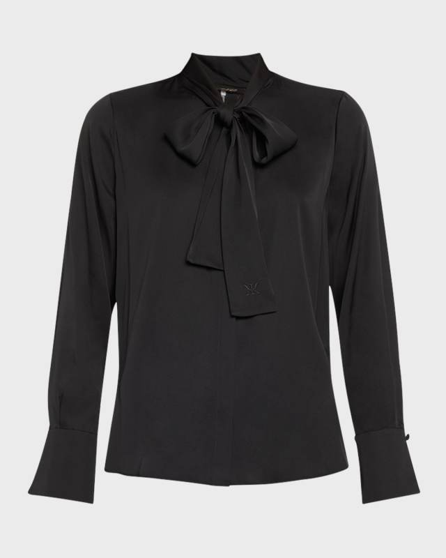 Leni Tie-Neck Button-Down Blous
