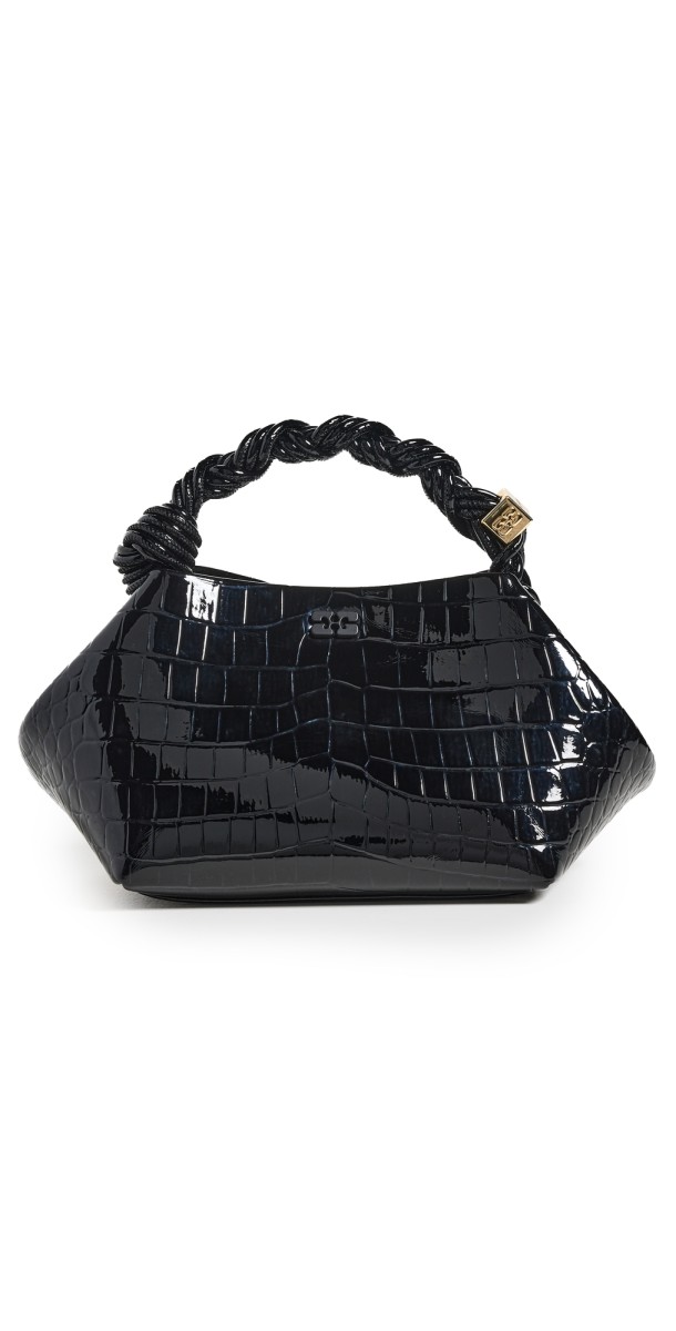 GANNI Patent Croco Ganni Bou Bag Small Black