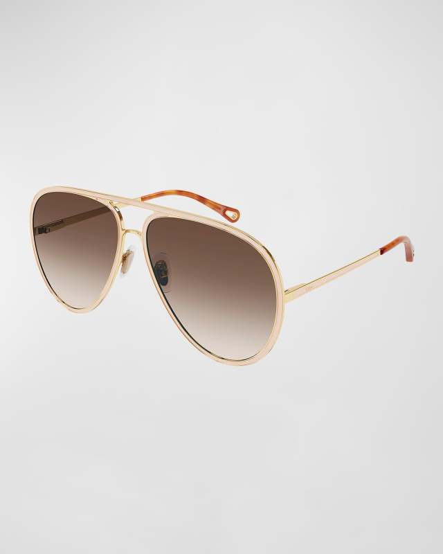 Metal & Acetate Aviator Sunglasses