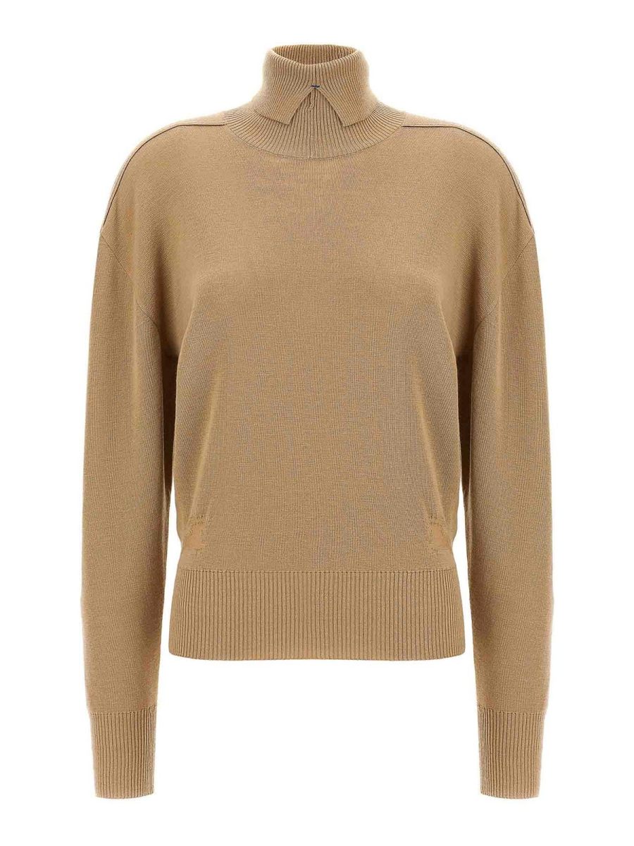 Burberry Pull Col Roulé - Beige