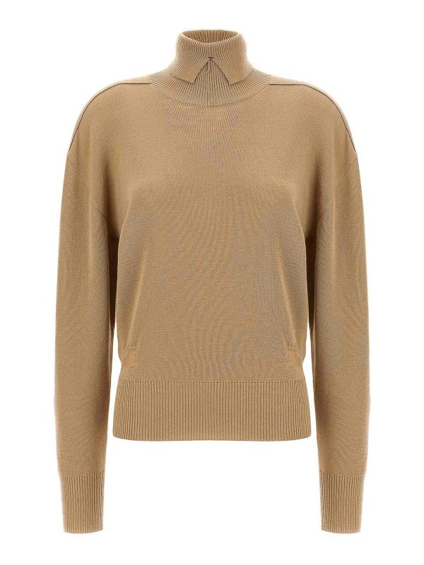 Burberry Pull Col Roulé - Beige