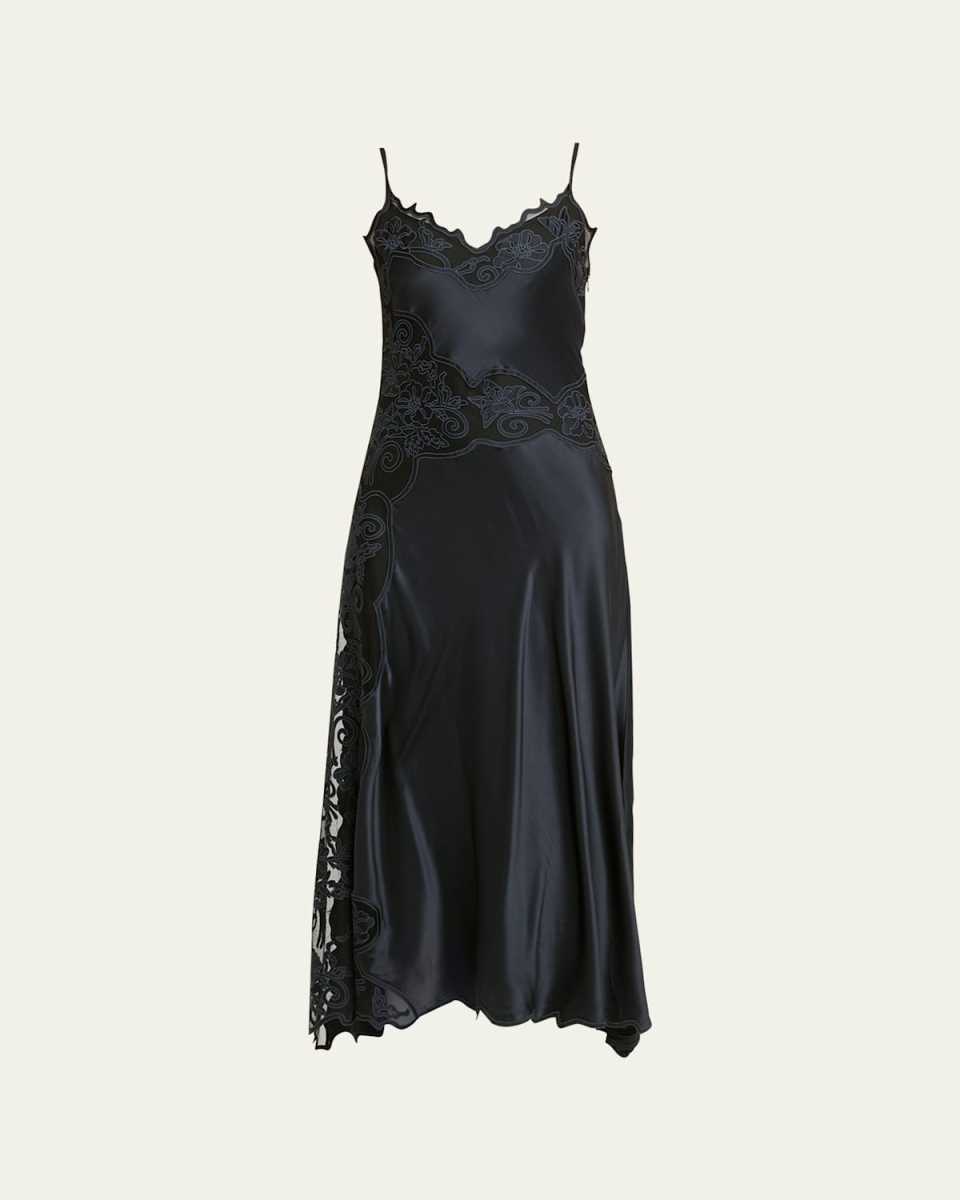 Lucienne Sheer Floral Silk Midi Slip Dress
