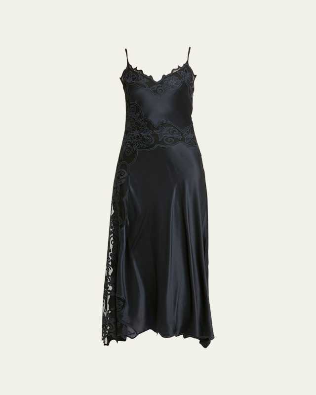 Lucienne Sheer Floral Silk Midi Slip Dress