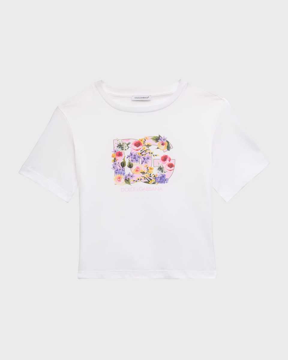 Girl's Flower Power Interlocked Logo-Print T-Shirt, Size 8-