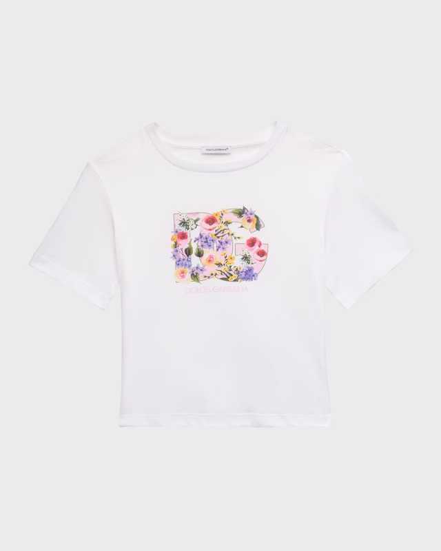 Girl's Flower Power Interlocked Logo-Print T-Shirt, Size 8-14