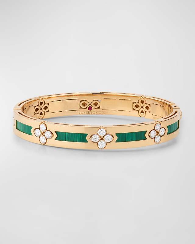 18K Rose Gold Diamond and Malachite Bracelet