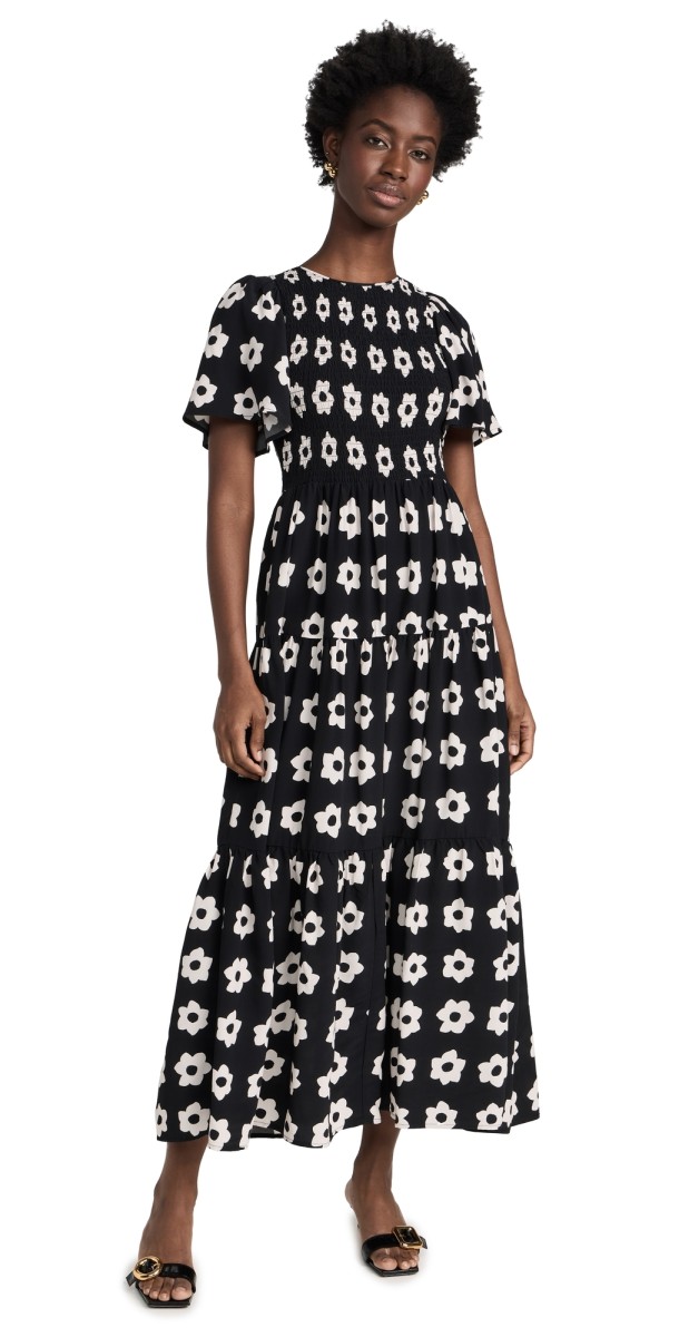 KITRI Bridget Maxi Dress Black Tiled Floral