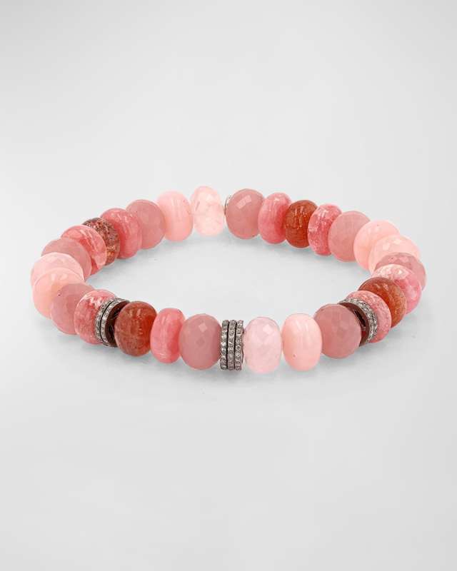 Diamond Rondelle and Quartz Bead Bracelet