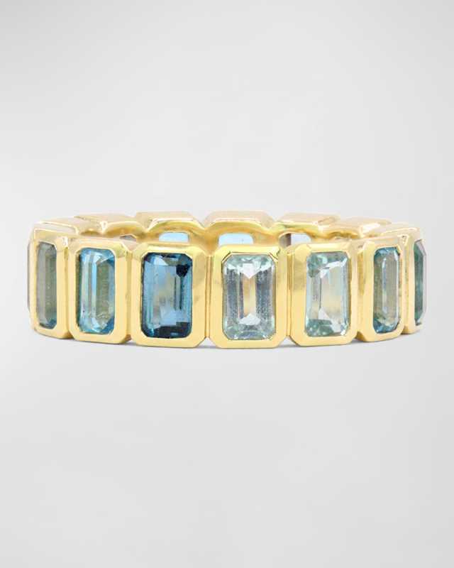 14K Radiance Emerald-Cut Gemstone Band Ring