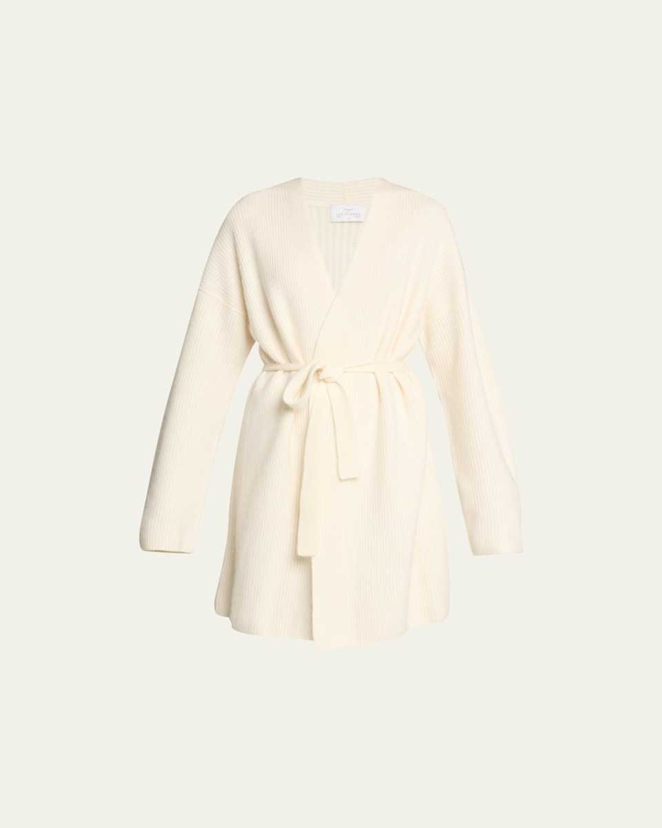 Ribbed Tie-Waist Cashmere Robe