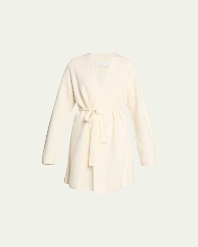 Ribbed Tie-Waist Cashmere Robe