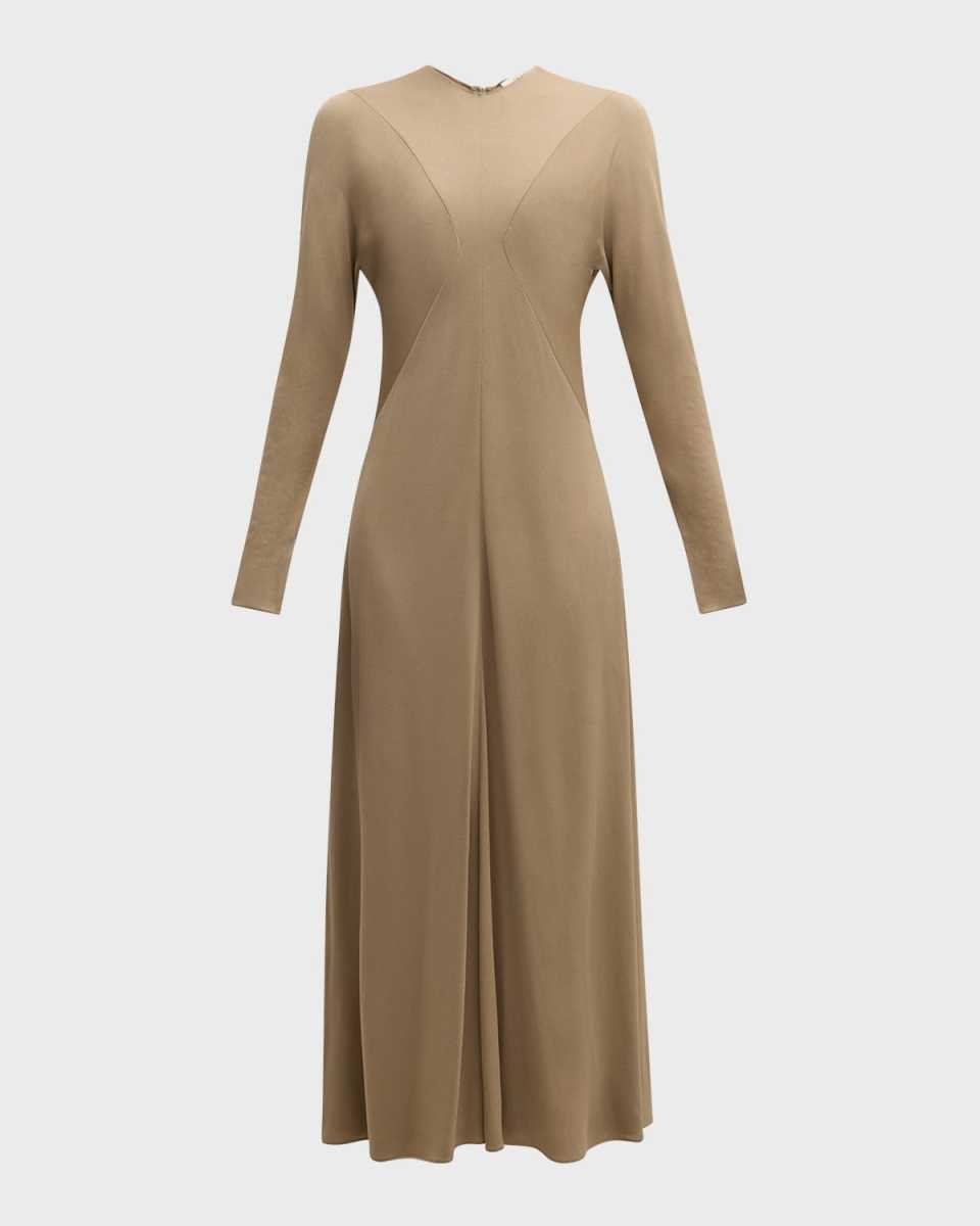 Venusia Long-Sleeve A-Line Maxi Dress