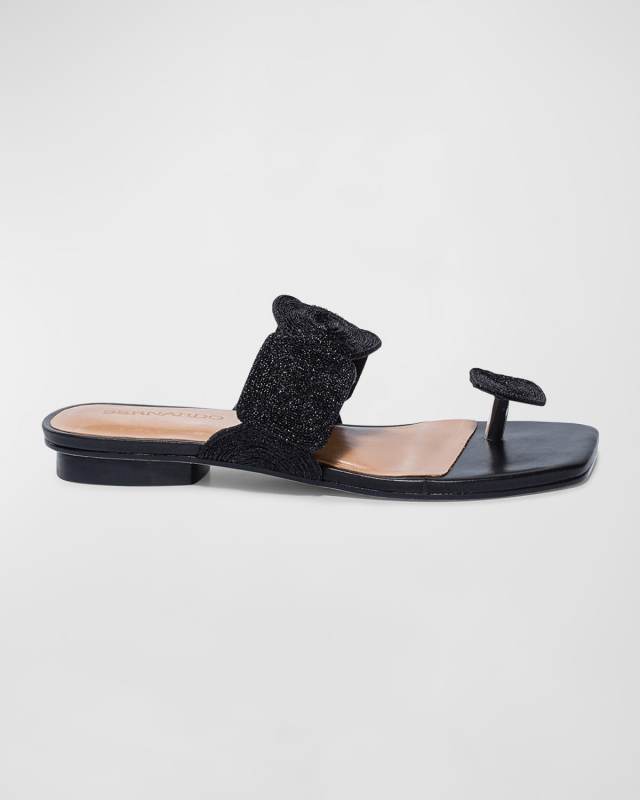 Raffia Thong Flat Slide Sandals