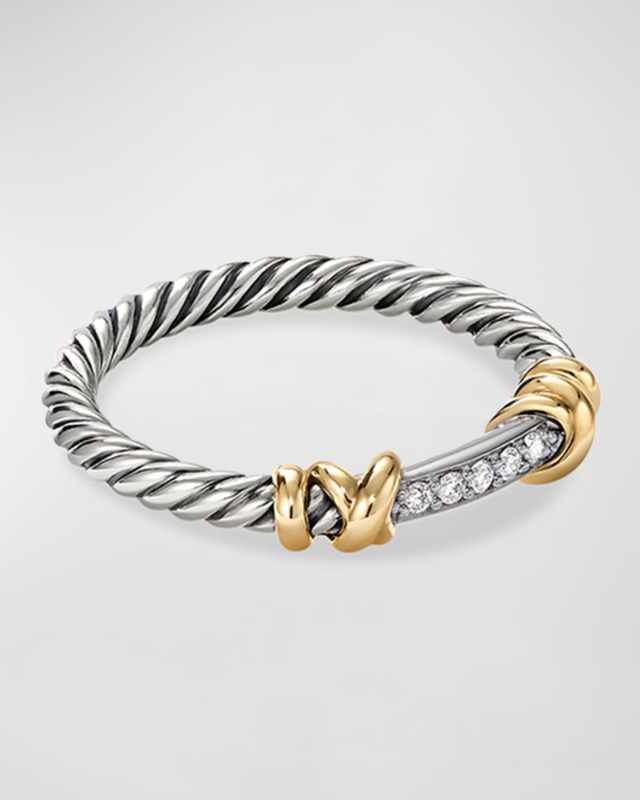 Petite Helena Wrap Ring with Diamonds and 18K Gold in Silver, 44mm