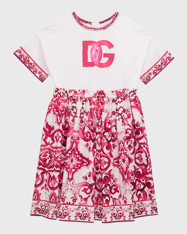 Girl's Maiolica-Print Combo Dress, Size 8-
