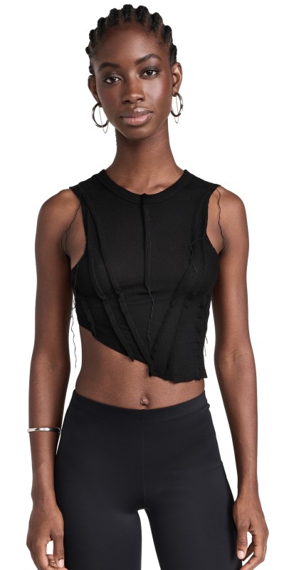Samiiro Vintage Asymmetric Sleeveless Top Black
