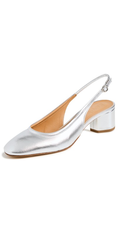 AEYDE Romy Laminated Silver Pumps Silver