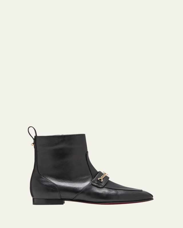 MJ Leather Chain Red Sole Ankle Boots