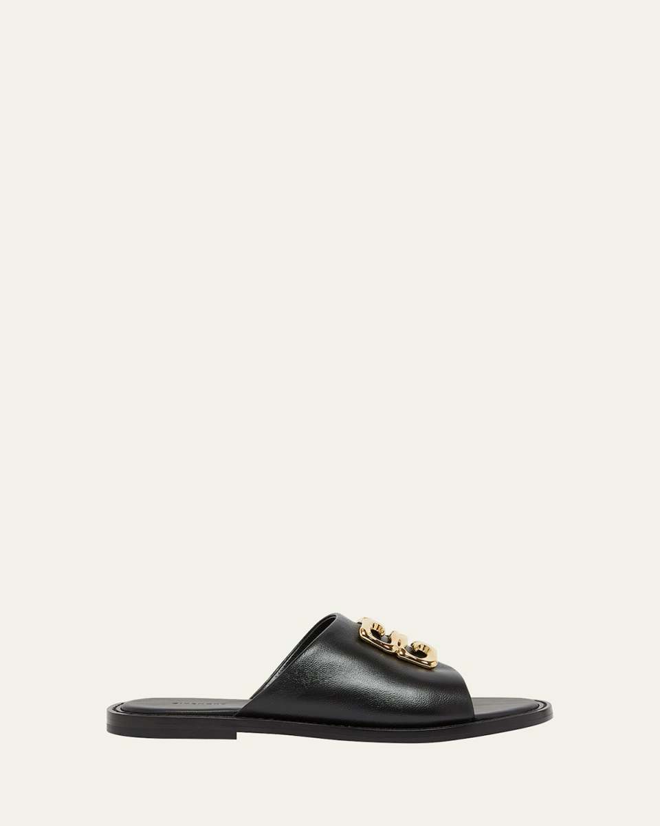 4G Medallion Leather Slide Sandals