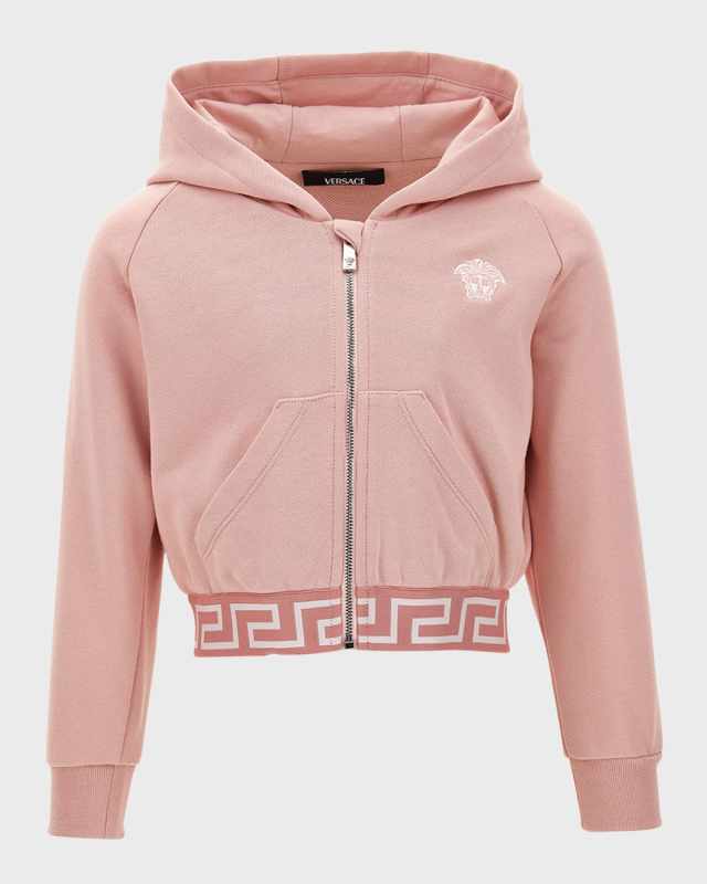 Girl's Greca Trim Hoodie, Size 4-6