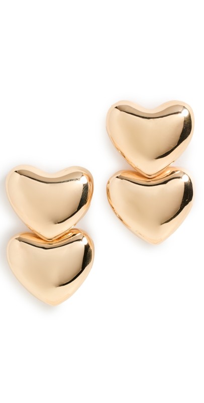 Annika Inez Dual Voluptuous Heart Earrings Gold