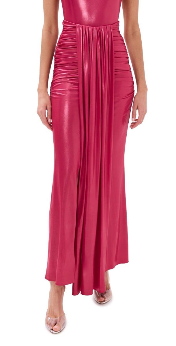 LAPOINTE Coated Jersey Draped Skirt Ultra Pink