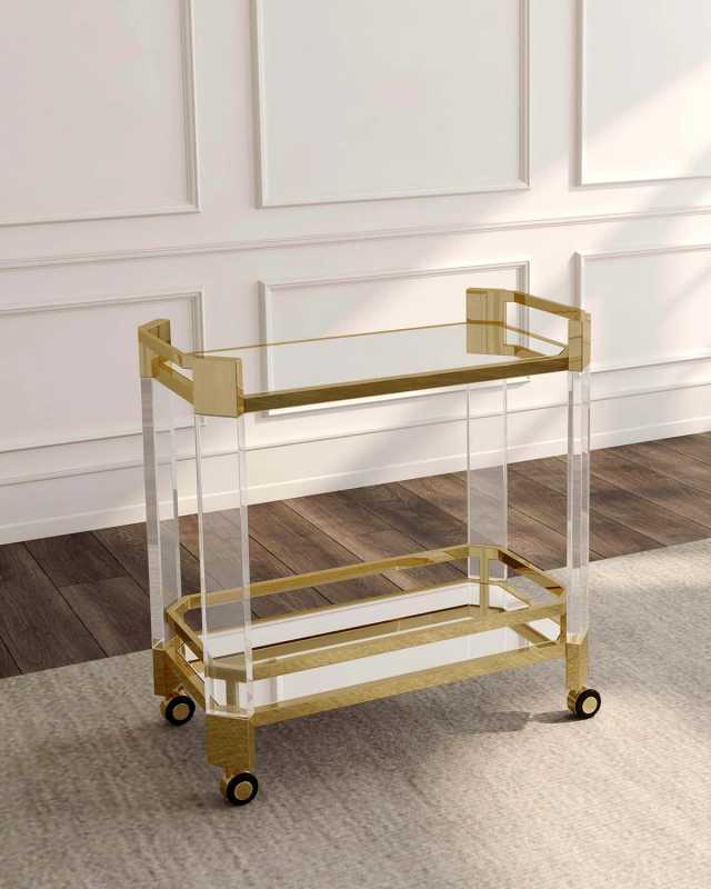 Corinth Acrylic & Gold Serving Cart
