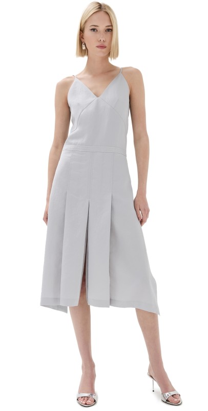 RECTO Pleats Detail Strap Dress Cool Grey