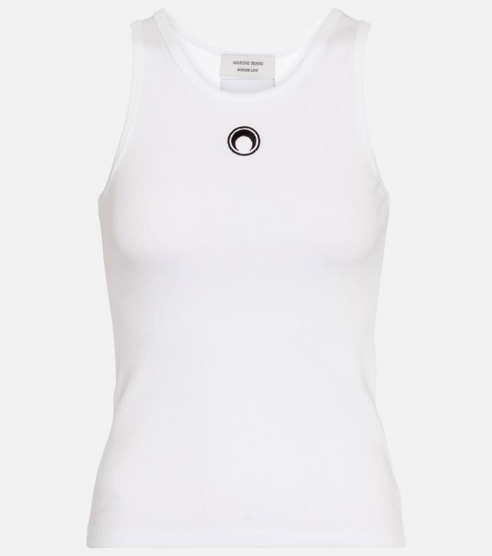Marine Serre Ribbed-knit cotton-blend tank top