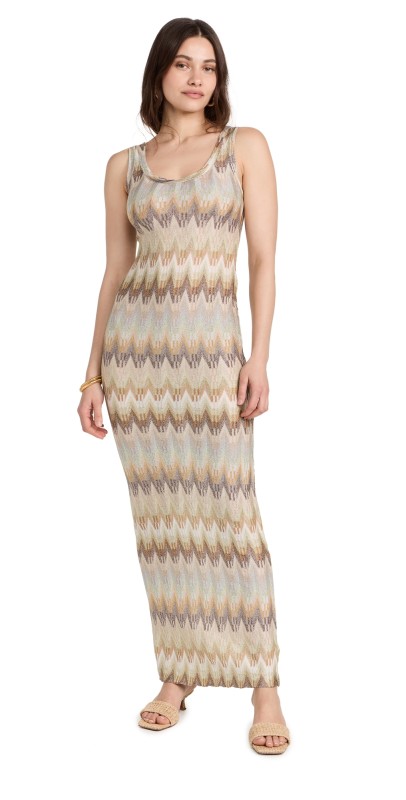 Missoni Long Dress Green Beige and Brown