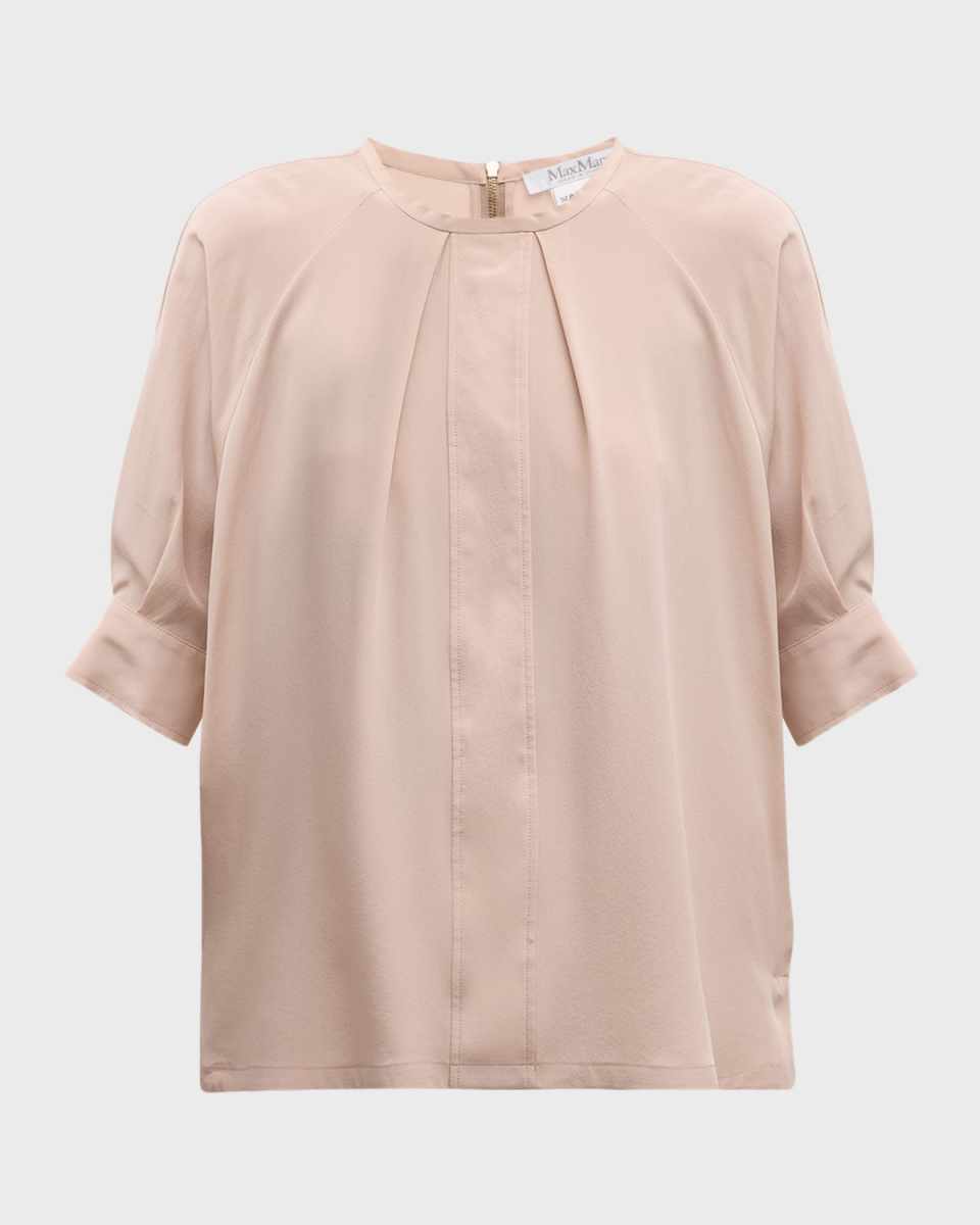Ecuador Short-Sleeve Silk Blouse