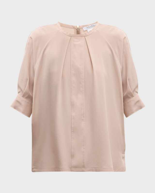 Ecuador Short-Sleeve Silk Blouse