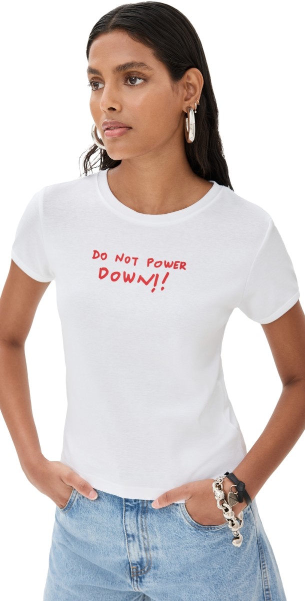 Coperni Power Down Slim Fit Tee White/Red Print