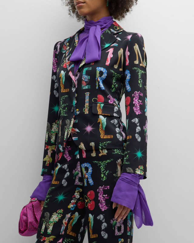 Deco Letters Short Blazer Jacket