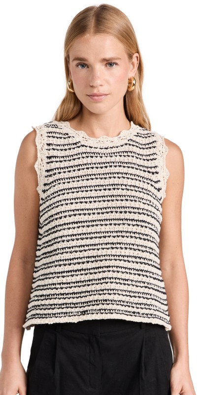 Velvet Sophie Knit Top Ecru/Black
