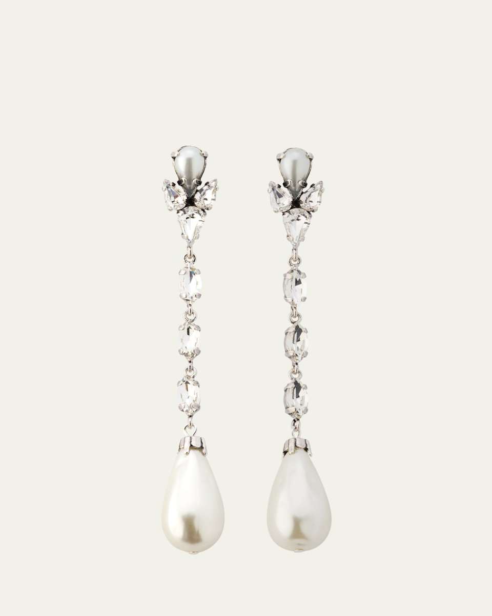 Rhinestone and Pearl Drop Earrings