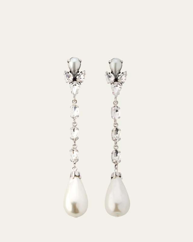 Rhinestone and Pearl Drop Earrings