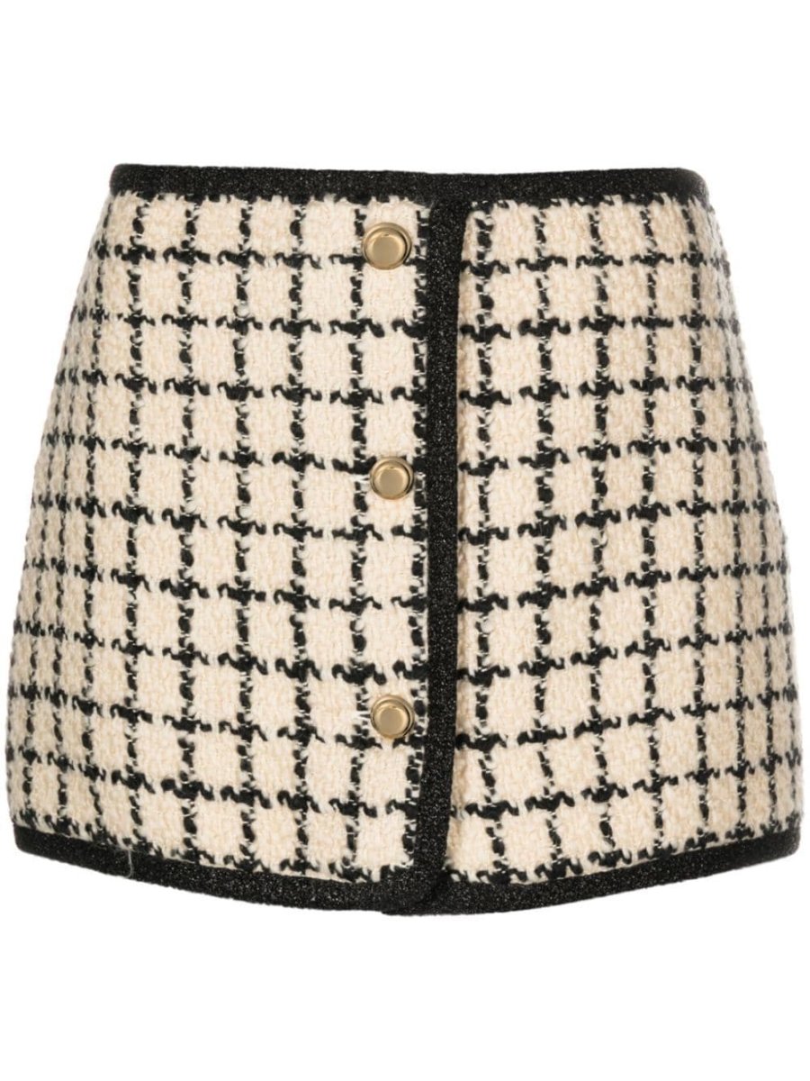 check-pattern tweed miniskirt