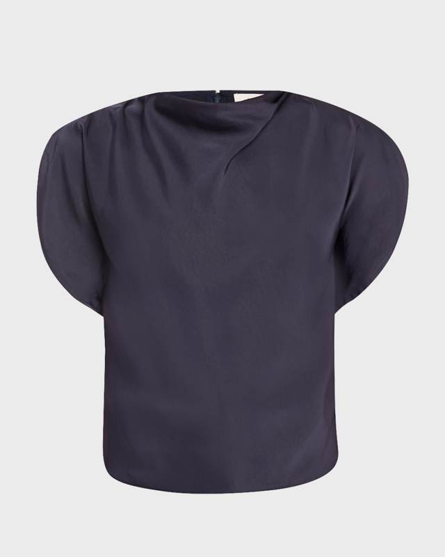 Nadia Satin Petal-Sleeve Top