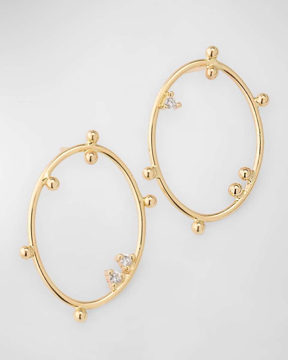 Scattered Bubble Diamond Oval Earrings