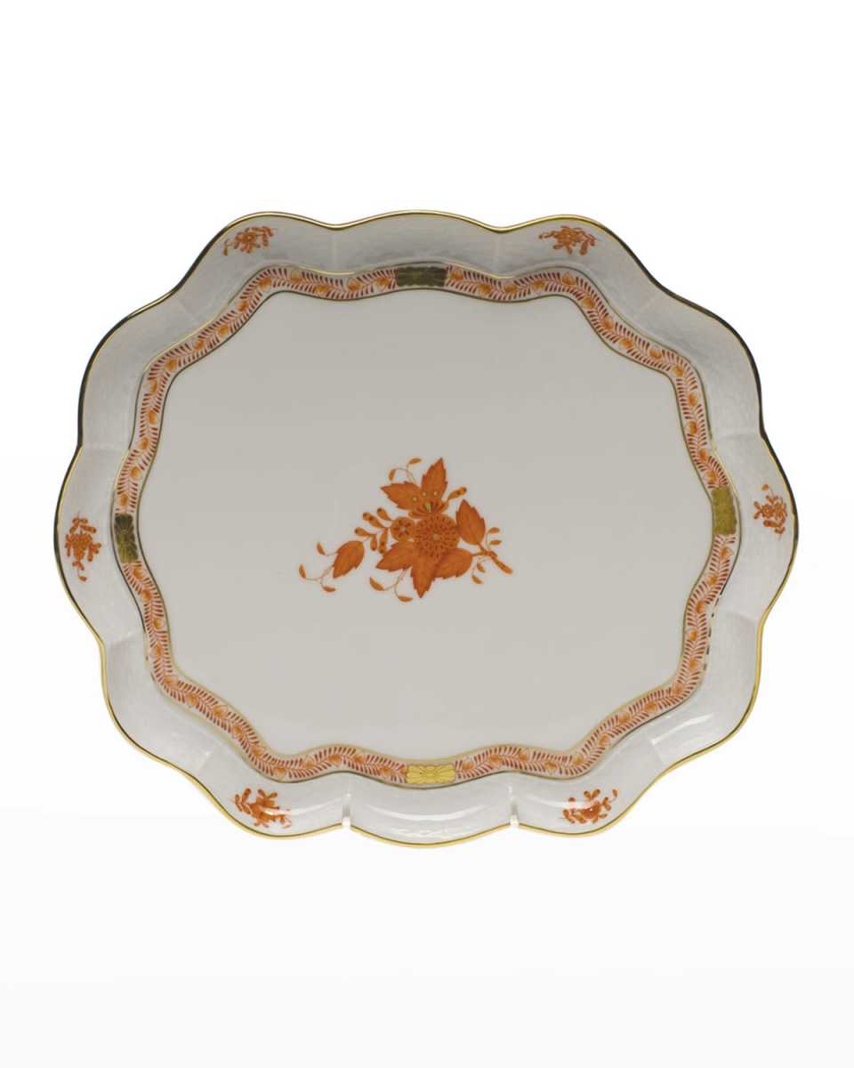 Chinese Boutique Rust Scalloped Tray