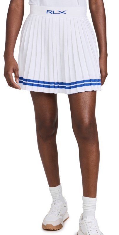 RLX Ralph Lauren Cotton Coolmax Pleated Skirt Cream White/Iris Blue