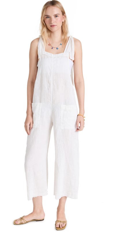 9seed Latigo Cropped Overalls White