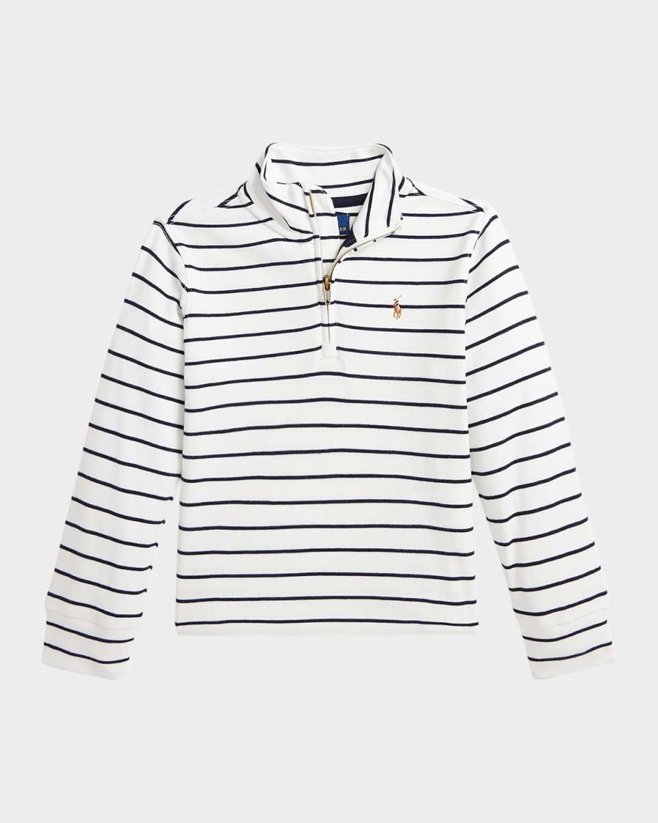 Boy's Striped Quarter Zip Pullover, Size S-X