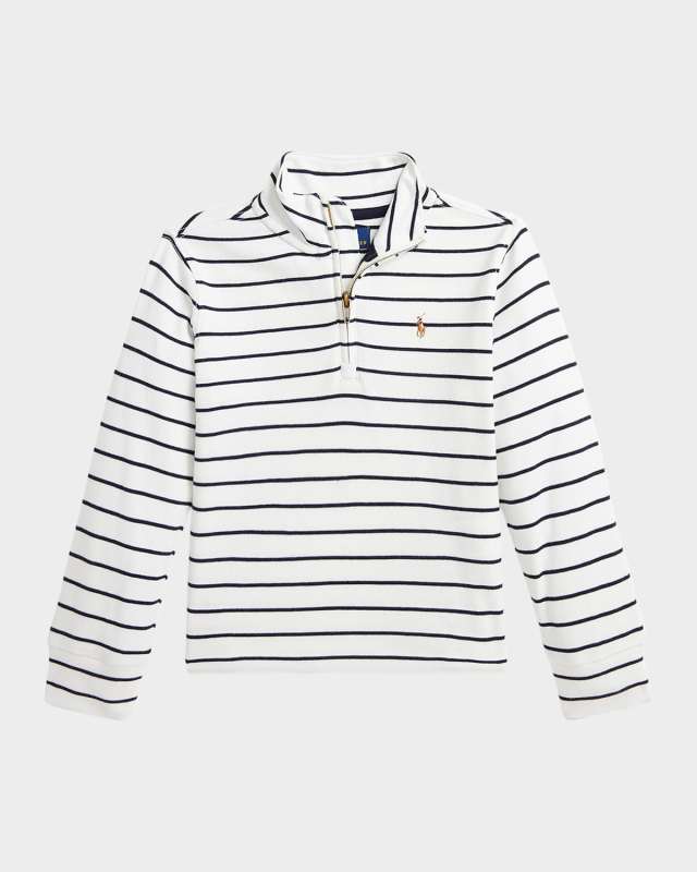 Boy's Striped Quarter Zip Pullover, Size S-X