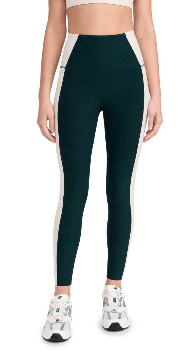 Beyond Yoga Spacedye Vitality Colorblock High Waisted Leggings Dark Spruce Green/Eggshell