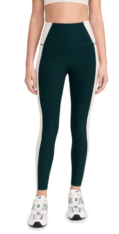 Beyond Yoga Spacedye Vitality Colorblock High Waisted Leggings Dark Spruce Green/Eggshell