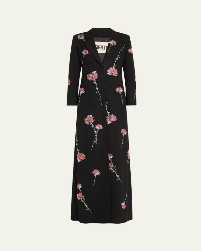 Cecil Beaton Pink Carnation Embellished Maxi Coat