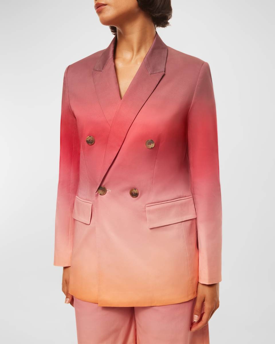 Viva Ombré Stretch Cotton Double-Breasted Blazer