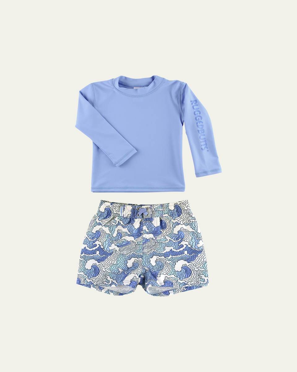Boy's Periwinkle Rashguard and Ocean Swim Trunk Set, Size 3M-8